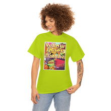 Load image into Gallery viewer, Yellow Space Machine from Gray vs. Grey in Color single panel Unisex Heavy Cotton Tee