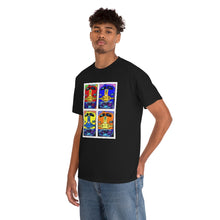 Load image into Gallery viewer, Four Faces of the Santa Fe from Gray vs. Grey in Color single panel Unisex Heavy Cotton Tee