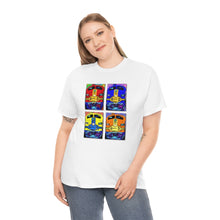 Load image into Gallery viewer, Four Faces of the Santa Fe from Gray vs. Grey in Color single panel Unisex Heavy Cotton Tee