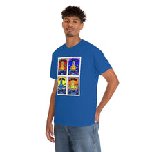 Load image into Gallery viewer, Four Faces of the Santa Fe from Gray vs. Grey in Color single panel Unisex Heavy Cotton Tee