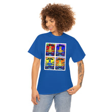 Load image into Gallery viewer, Four Faces of the Santa Fe from Gray vs. Grey in Color single panel Unisex Heavy Cotton Tee