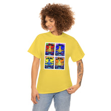 Load image into Gallery viewer, Four Faces of the Santa Fe from Gray vs. Grey in Color single panel Unisex Heavy Cotton Tee