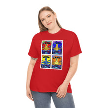 Load image into Gallery viewer, Four Faces of the Santa Fe from Gray vs. Grey in Color single panel Unisex Heavy Cotton Tee
