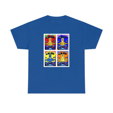 Load image into Gallery viewer, Four Faces of the Santa Fe from Gray vs. Grey in Color single panel Unisex Heavy Cotton Tee