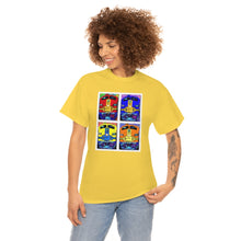 Load image into Gallery viewer, Four Faces of the Santa Fe from Gray vs. Grey in Color single panel Unisex Heavy Cotton Tee