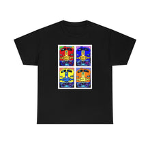 Load image into Gallery viewer, Four Faces of the Santa Fe from Gray vs. Grey in Color single panel Unisex Heavy Cotton Tee