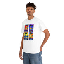 Load image into Gallery viewer, Four Faces of the Santa Fe from Gray vs. Grey in Color single panel Unisex Heavy Cotton Tee