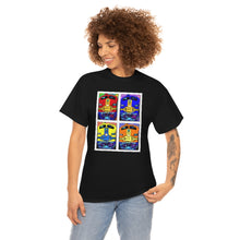 Load image into Gallery viewer, Four Faces of the Santa Fe from Gray vs. Grey in Color single panel Unisex Heavy Cotton Tee