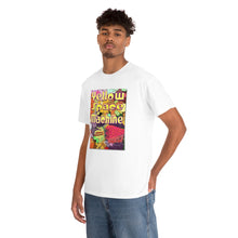 Load image into Gallery viewer, Yellow Space Machine from Gray vs. Grey in Color single panel Unisex Heavy Cotton Tee