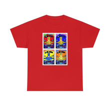 Load image into Gallery viewer, Four Faces of the Santa Fe from Gray vs. Grey in Color single panel Unisex Heavy Cotton Tee