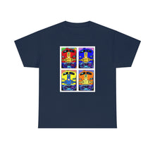 Load image into Gallery viewer, Four Faces of the Santa Fe from Gray vs. Grey in Color single panel Unisex Heavy Cotton Tee