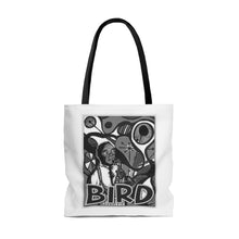 Load image into Gallery viewer, Charlie "Bird" Parker Black and White AOP Tote Bag