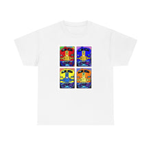 Load image into Gallery viewer, Four Faces of the Santa Fe from Gray vs. Grey in Color single panel Unisex Heavy Cotton Tee