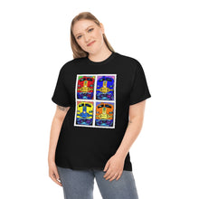Load image into Gallery viewer, Four Faces of the Santa Fe from Gray vs. Grey in Color single panel Unisex Heavy Cotton Tee