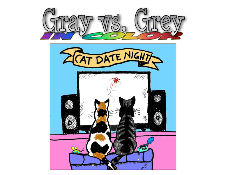 Gray vs. Grey in Color Cat Date Night