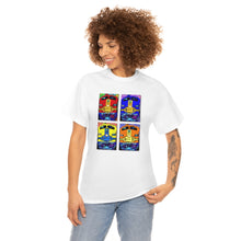 Load image into Gallery viewer, Four Faces of the Santa Fe from Gray vs. Grey in Color single panel Unisex Heavy Cotton Tee