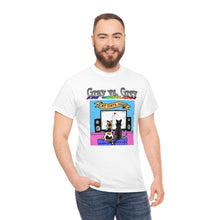 Load image into Gallery viewer, Cat Date Night from Gray vs. Grey in Color single panel Unisex Heavy Cotton Tee