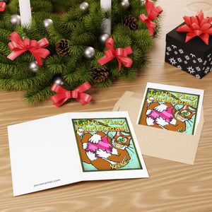 "Let's Play Christmas"  - Orange Cat Greeting Cards (1 or 10-pcs)