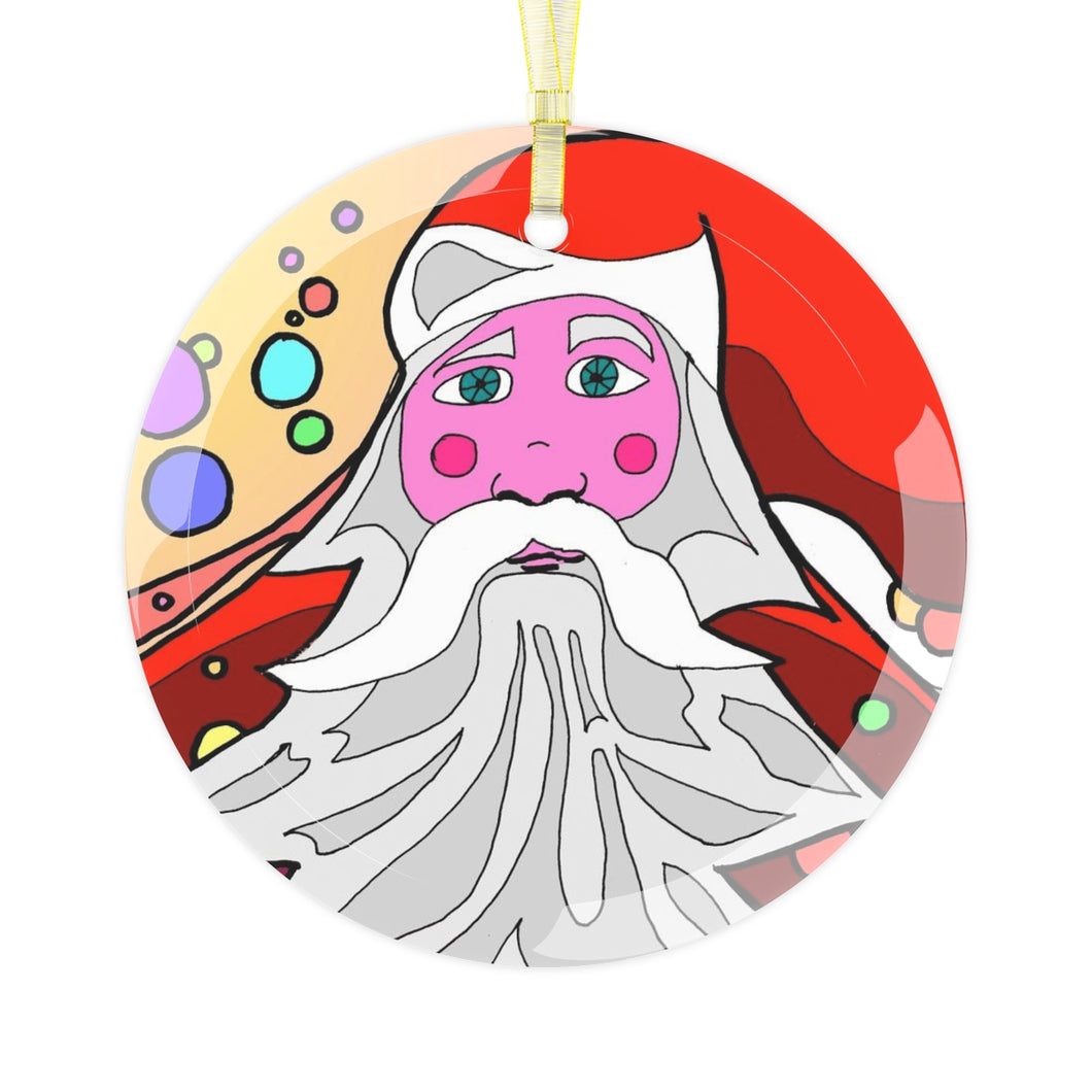 Santa Max Glass Ornament
