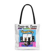 Gray vs. Grey in Color Cat Date Night AOP Tote Bag