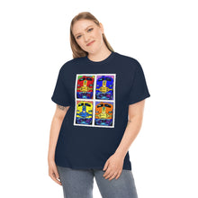 Load image into Gallery viewer, Four Faces of the Santa Fe from Gray vs. Grey in Color single panel Unisex Heavy Cotton Tee