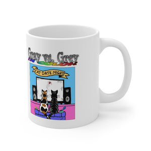 Gray vs. Grey in Color Cat Date Night Ceramic Mug 11oz