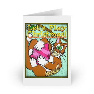 "Let's Play Christmas"  - Orange Cat Greeting Cards (1 or 10-pcs)