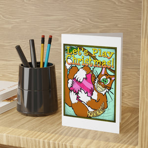 "Let's Play Christmas"  - Orange Cat Greeting Cards (1 or 10-pcs)